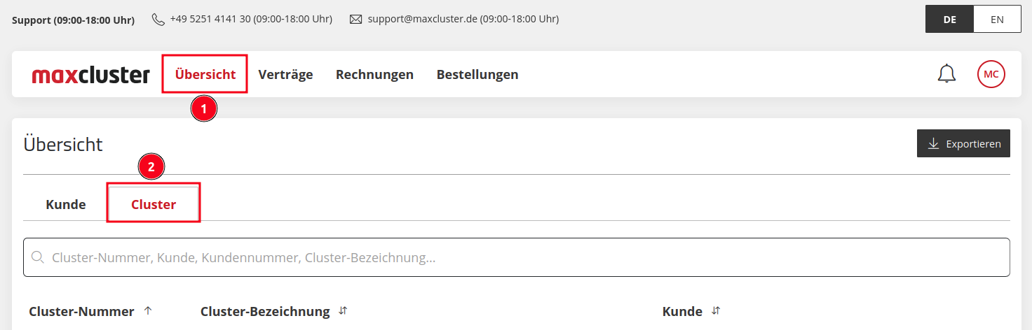 ApplicationCenter-Übersicht-Cluster