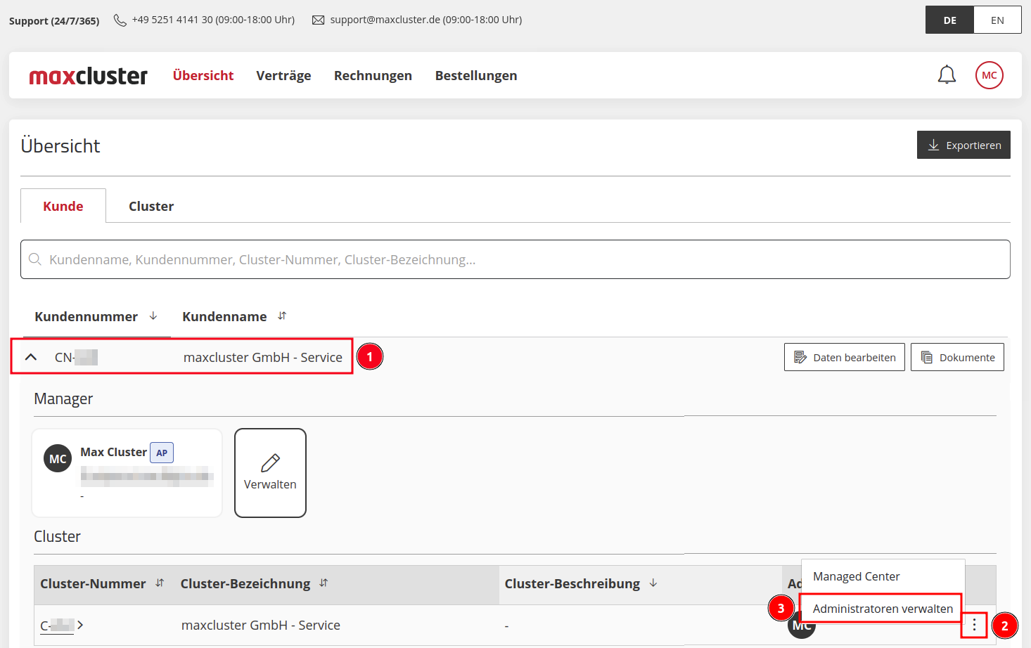 ApplicationCenter-Übersicht-Kunde-Menü-Administratoren-verwalten