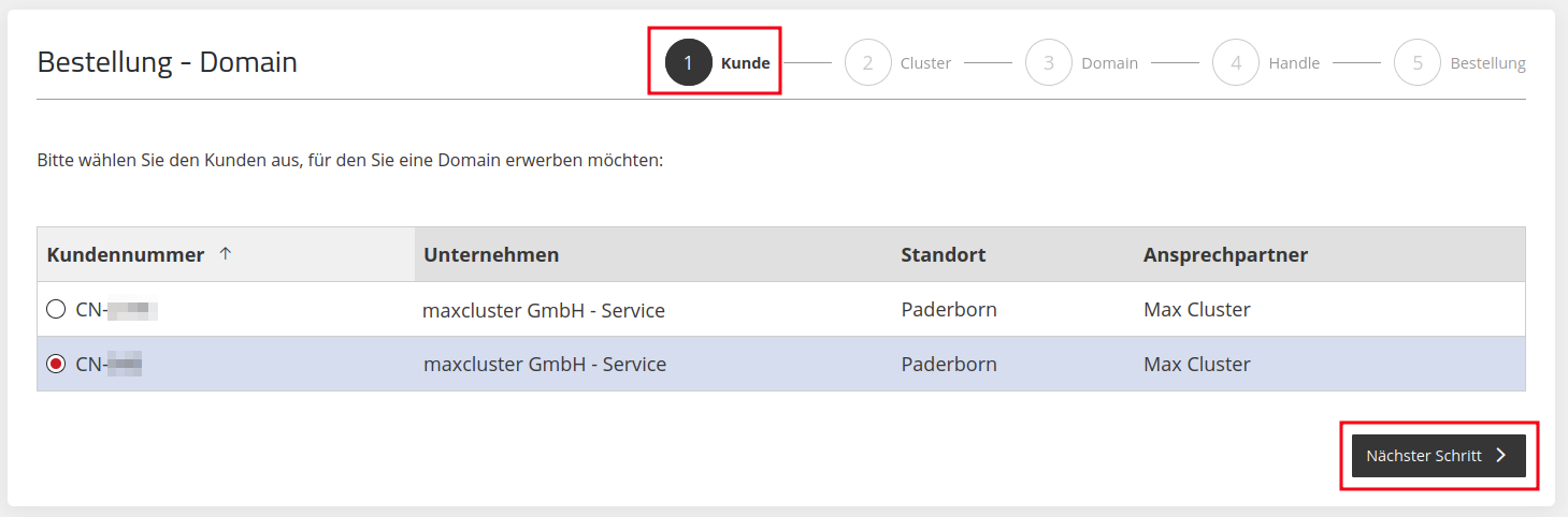ApplicationCenter-Bestellungen-+Domain-bestellen-Kunde-auswählen