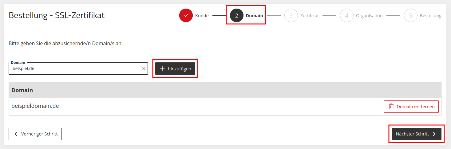 ApplicationCenter-Bestellungen-SSL-Zertifikat-Domain-hinzufügen