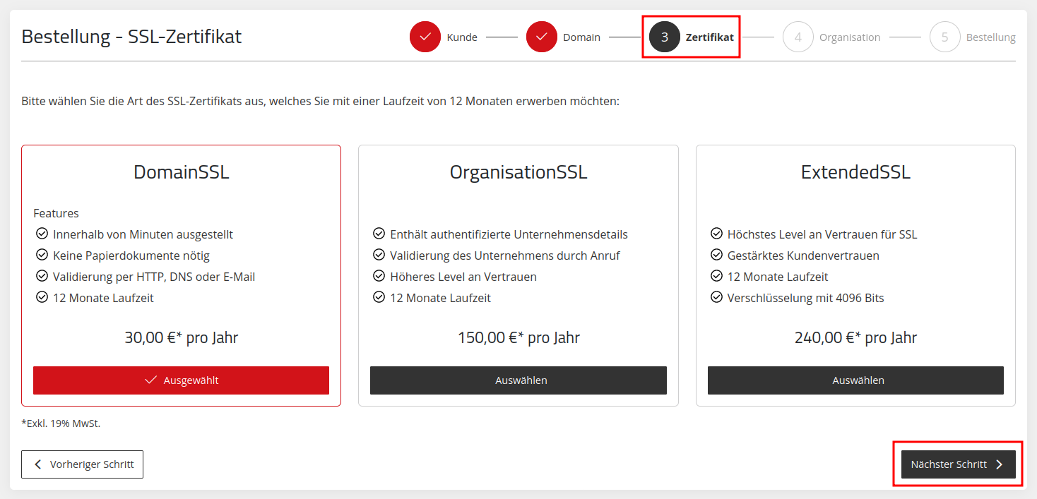 ApplicationCenter-Bestellungen-SSL-Zertifikat-Zertifikatstyp-auswählen