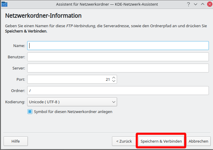 Cluster-Zugriff-(S)FTP-Netzwerkordner-Information-Speichern&Verbinden