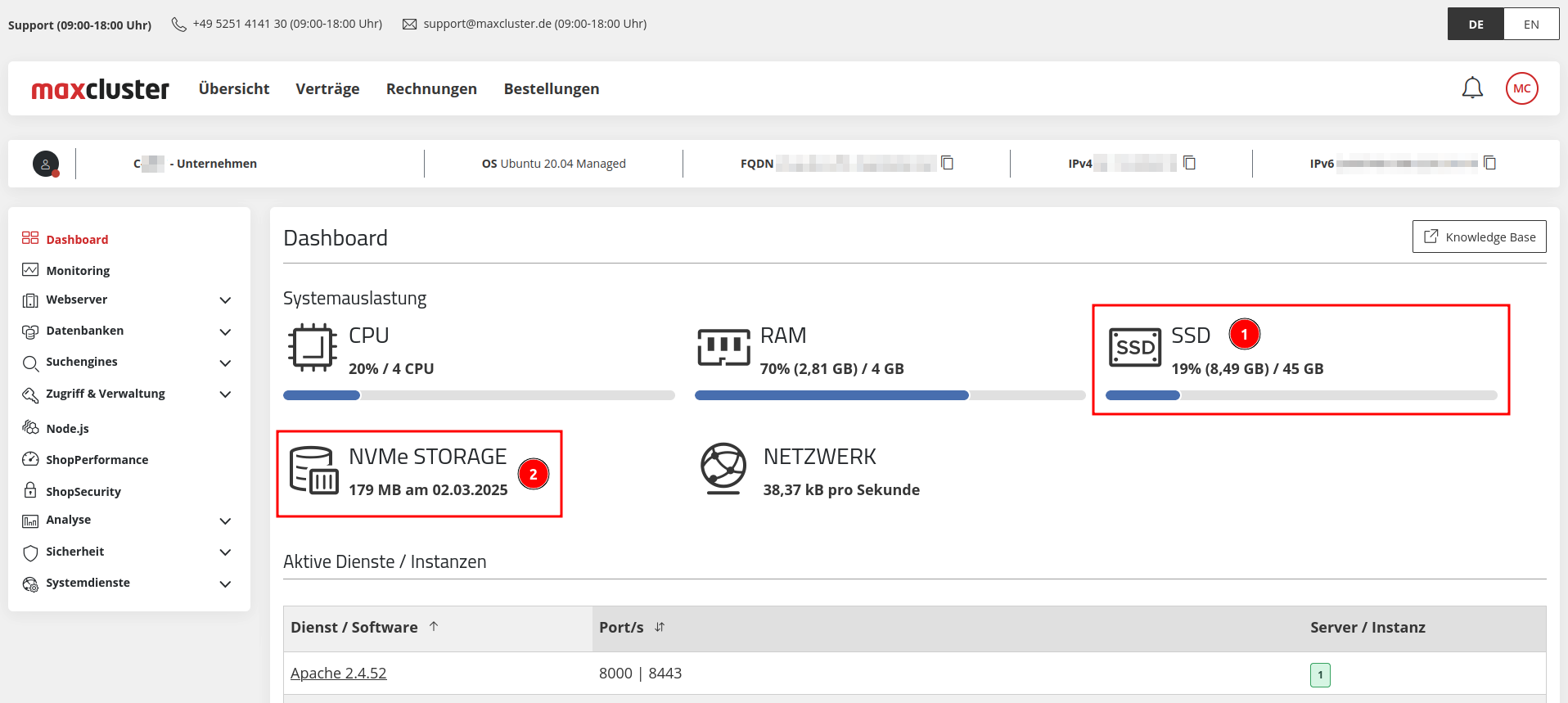 ManagedCenter-Dashboard-SSD-und-NVMeStorage