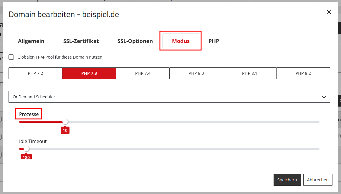 ManagedCenter-Webserver-Apache-Domain-Menü-Bearbeiten-Domain-bearbeiten-Modus-Prozesse