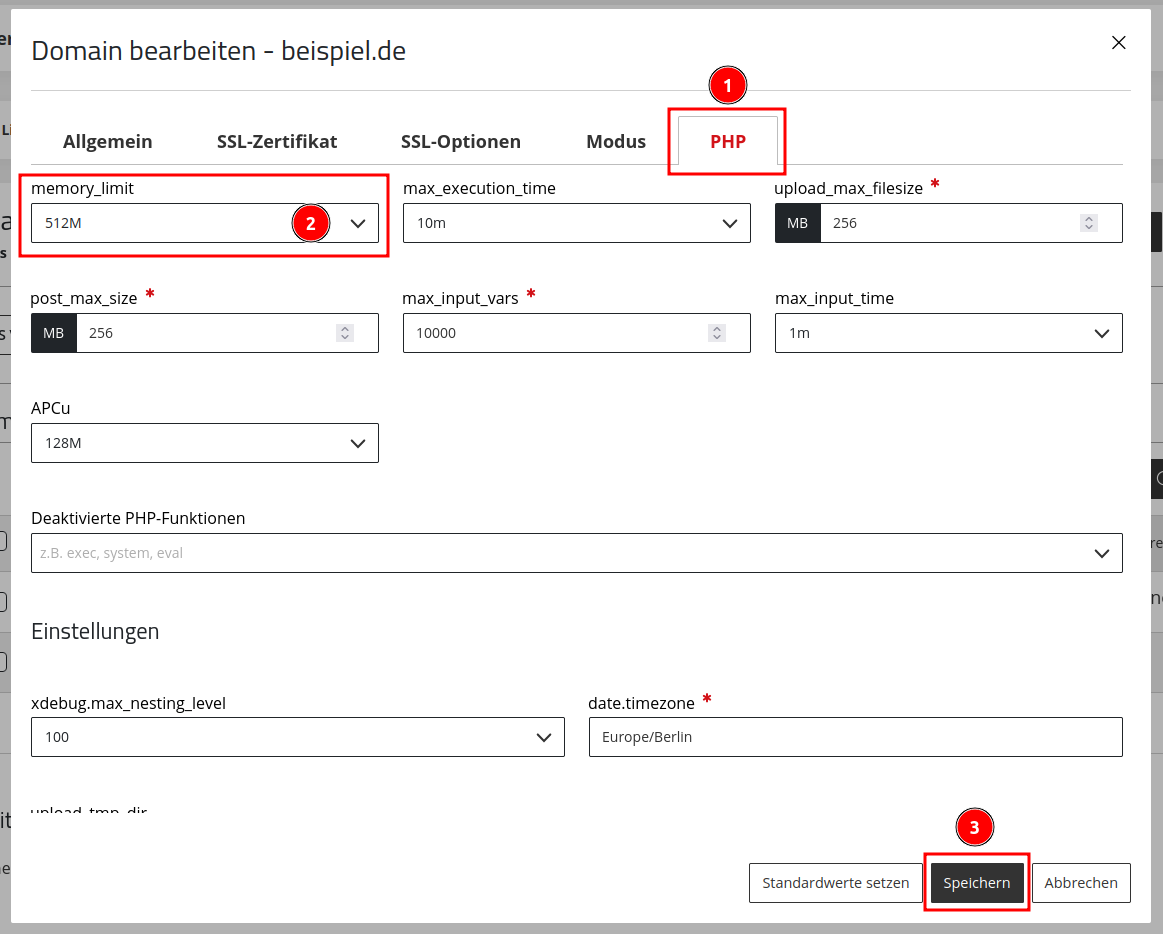 ManagedCenter-Webserver-Apache-Domain-Menü-Bearbeiten-Domain-bearbeiten-PHP-memory_limit