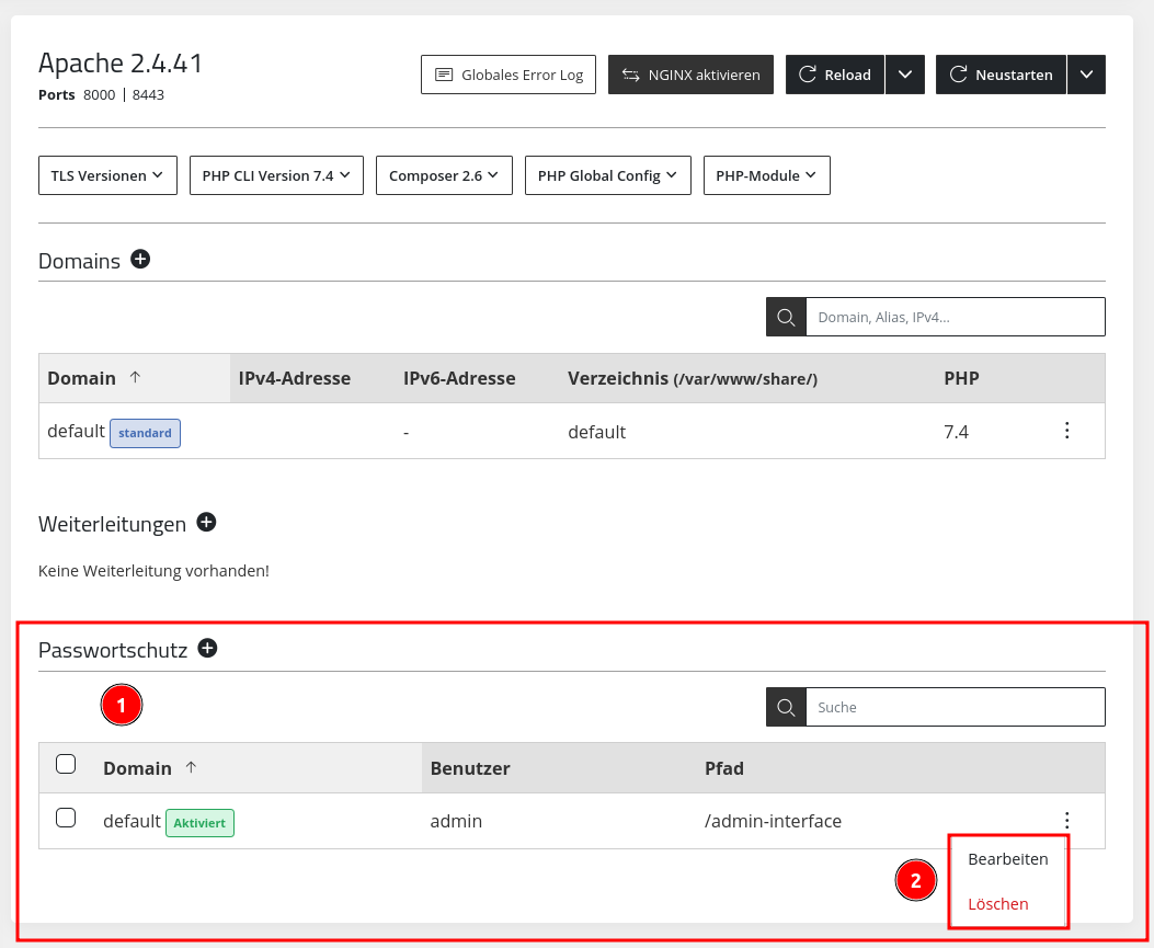 ManagedCenter-Webserver-Passwortschutz-Domain-Bearbeiten-Entfernen